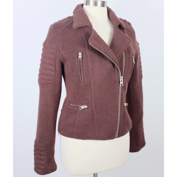 AllSaints US 8 jacket 100% cashmere biker mocha brown sweater - Picture 4 of 14